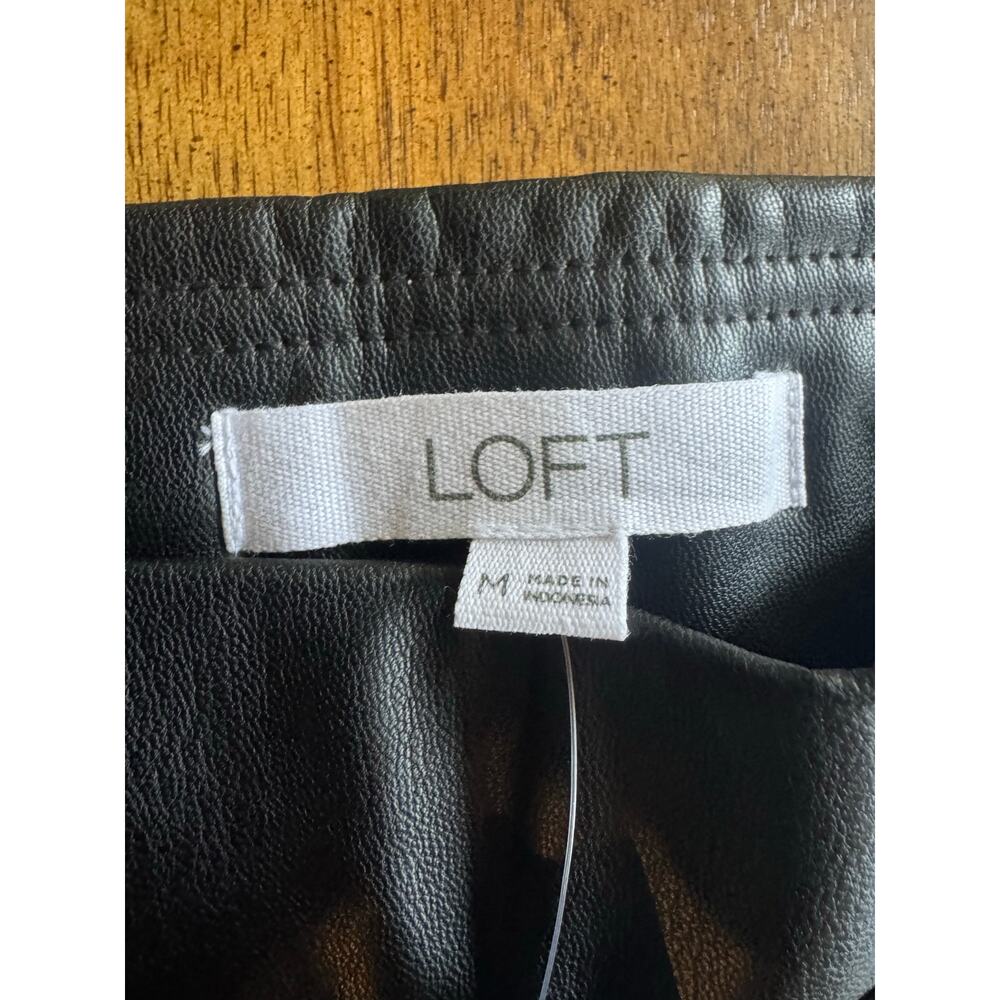 NWT LOFT Black Faux Leather Leggings Pants Womens M Pull On - Picture 6 of 10